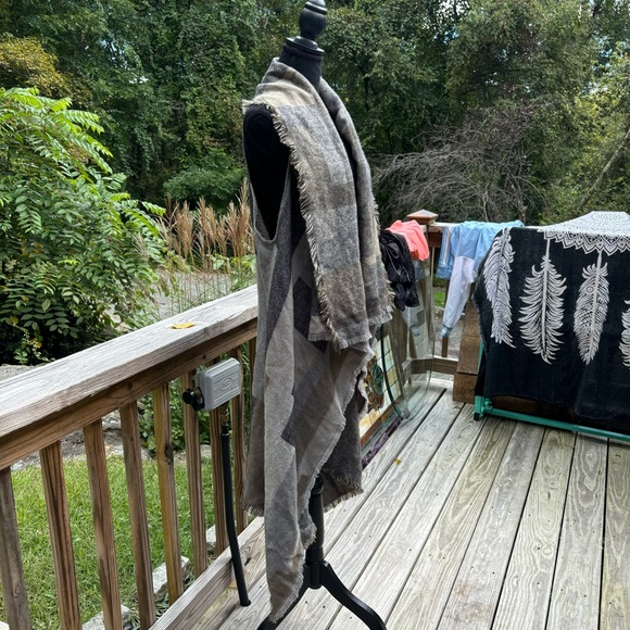 David and Young openfront front waterfall cardigan duster one size sleeveless - Picture 2 of 7